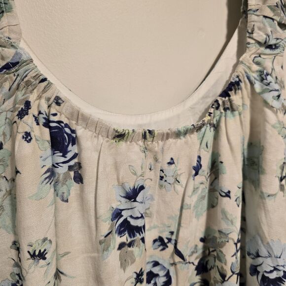 Free People Wildflower Printed Mini Dress Medium Blue Rose Floral Boho Festival - Picture 14 of 14